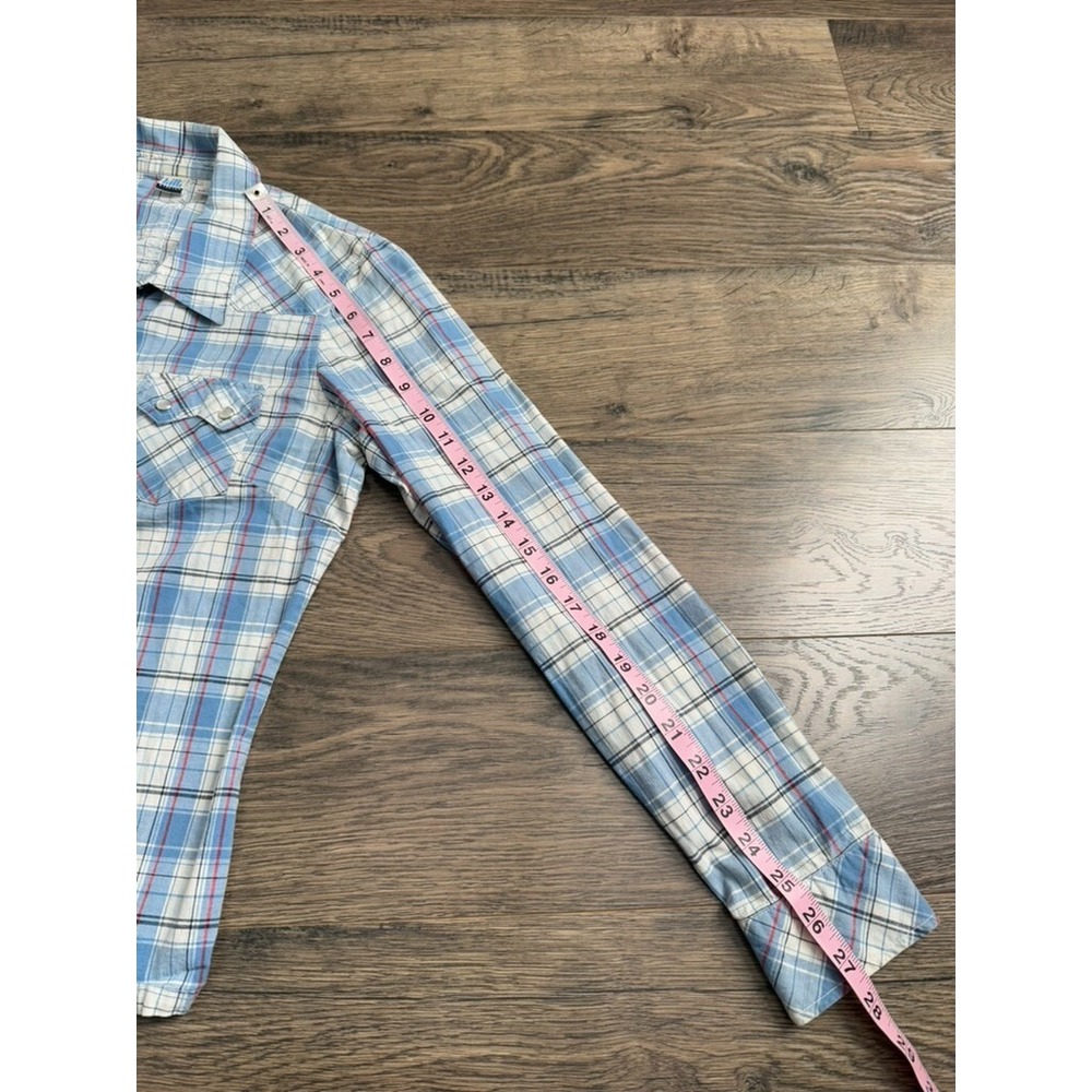 Womens TILT stretch western pearl snap long sleeve button up plaid size M - Picture 8 of 10